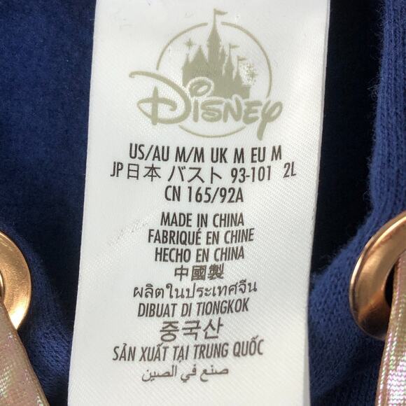 Disney‎ World 50 YEARS Hoodie Womans Medium Blue Rose Gold Cropped Drawstring - Picture 4 of 16